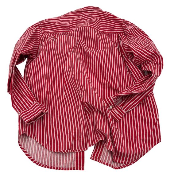 Vintage Pinot Noir Red & White Striped Button-Up Shirt With Chest Pockets - Picture 6 of 6
